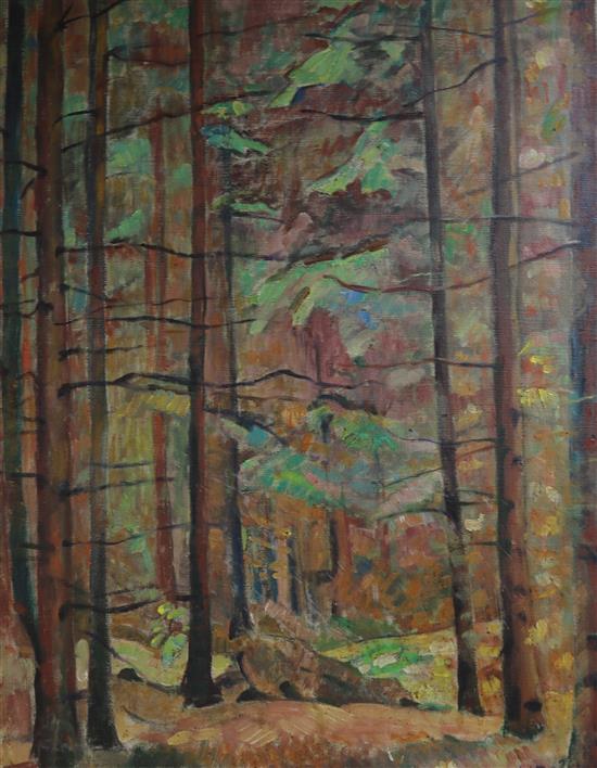 H Dubois oil on canvas, Woodland scene, signed and dated 63, 65 x 47cm, unframed.